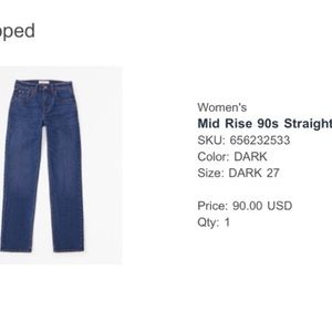 Abercrombie Mid Rise 90 straight jeans